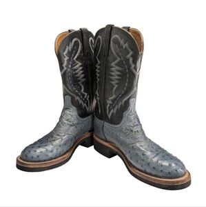 Lucchese Black and Ostrich Cowboy Boots